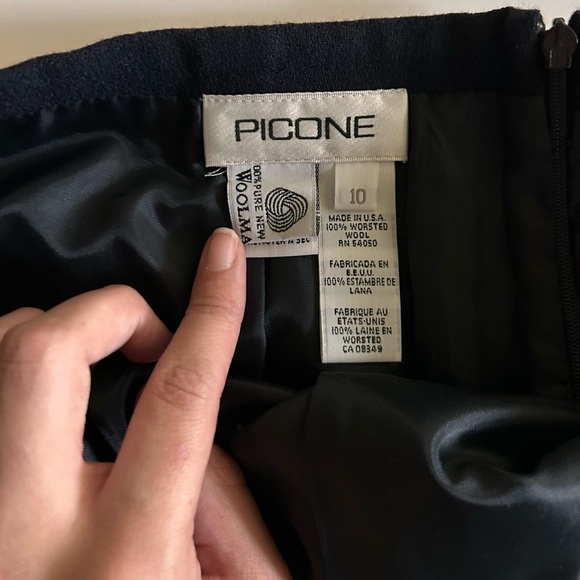 Vintage Evan Picone 80s Wool Skirt and Blazer Set Navy Blue - Picture 7 of 7